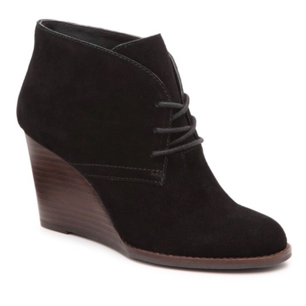 Lucky Brand Black Suede Wedge Ankle Boots sz. 8.5
